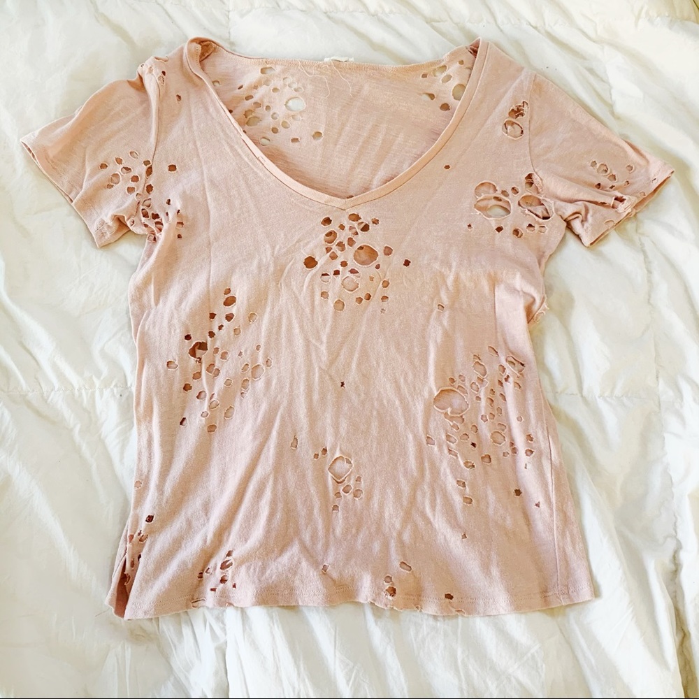 Pink distressed tee!